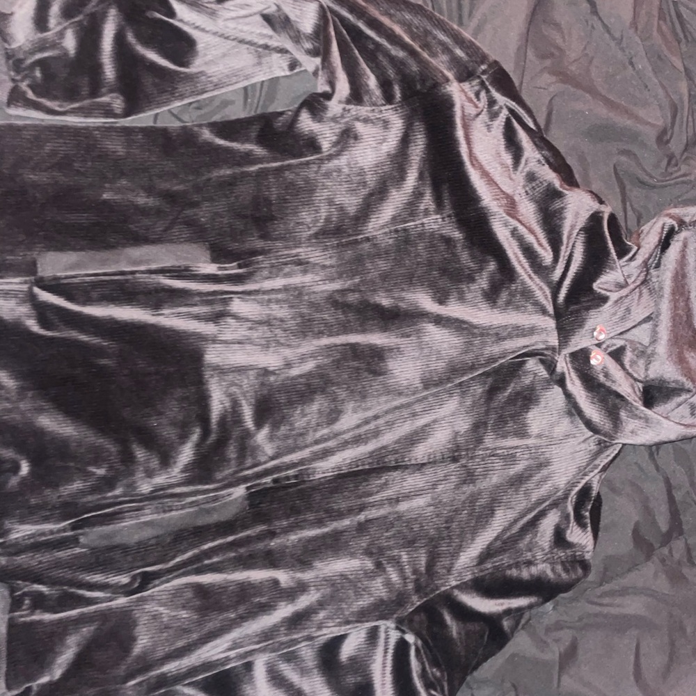 Black ribbed velvet hoodie